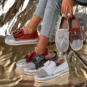 Women's Fashion Slip-On Shoes Classic Outdoor Flat Shoes Comfortable Bow Walking Shoes