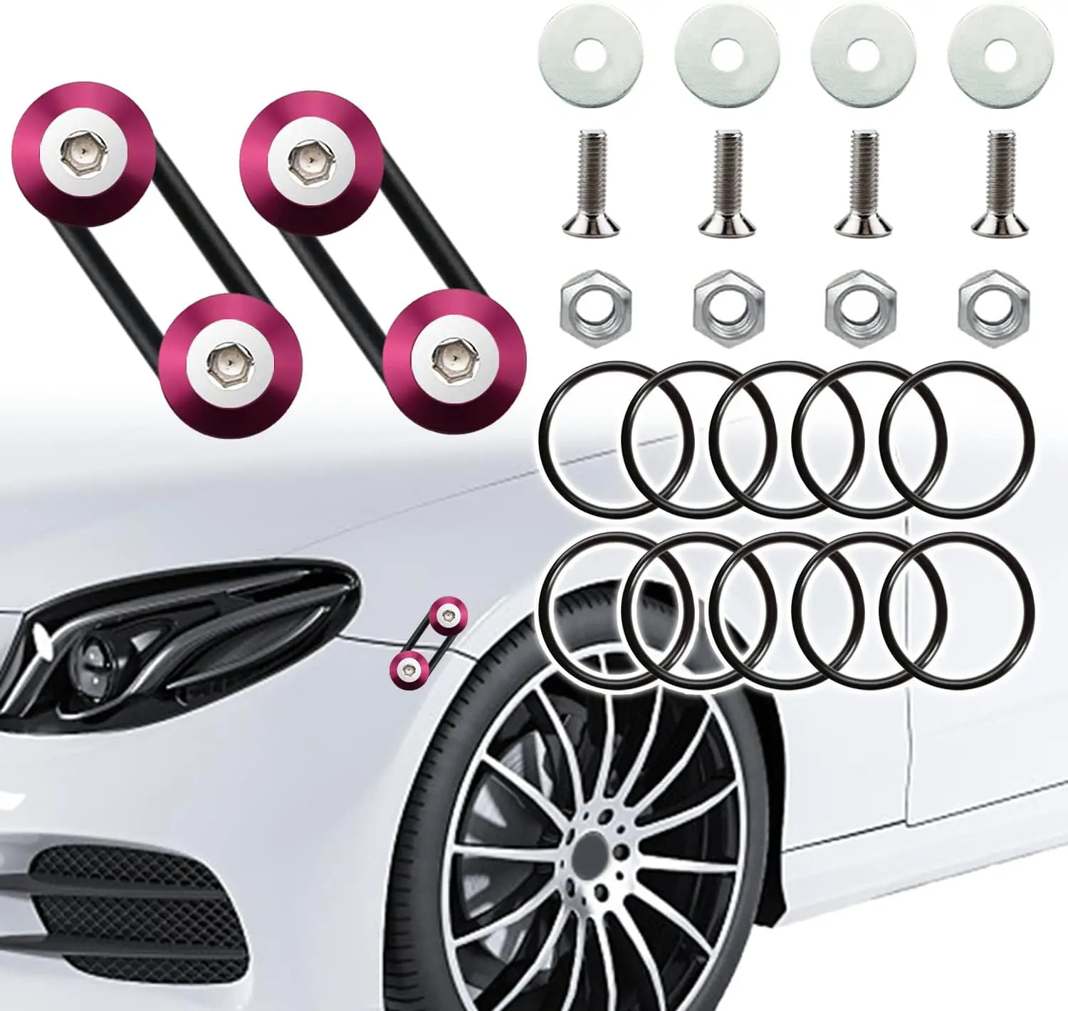 Bumper Clips Pink 12PC Bumper Quick Release Universal Bumper Holders for Cars it Can be Applied to Front and Rear Bumpers,Trunks,Fenders,Hatches,Hoods,Etc.