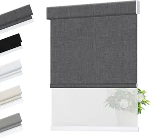 Allesin zen Cordless Dual Roller Shades with Square Cassette,No-Gap Square Cassette, Customize 2-In-1 Roller ShadesDouble Layer Window Shades, Blackout and Light Filtering, Day and Night Blinds for Home Office Door