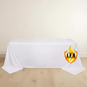 Fire Retardant 90"x132" Rectangle Scuba Polyester Tablecloth – White, Wrinkle Free, Stain Resistant, Seamless Table Cover