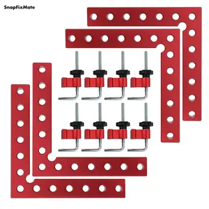Snapfixmate Corner Clamp for Woodworking,90 Degree Right Angle Clamps，4 Pack 5.5" x 5.5" Aluminum Alloy Woodworking Carpenter, Positioning Clamping Square Tool for Picture Frames, Boxes, Cabinets or Drawers