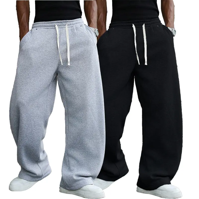 Men's Baggy 2 Piece Sweatsuit, Solid No Hood Streetwear Set for Winter Yoga Workouts, Soft Comfy Loungewear, Sizes S, M, L