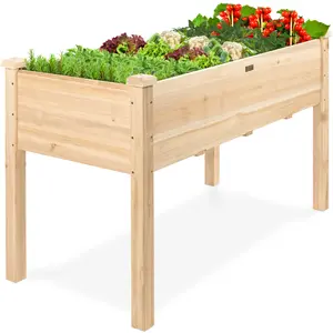 Best Choice Product 48x24x30in Raised Garden Bed, Elevated Wooden Planter for Yard w/ Foot Caps, Bed Liner