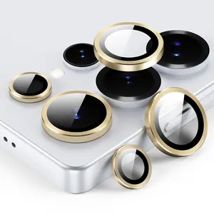 Samsung Galaxy S25 Ultra 6.9inch Eagle Eye Tempered Glass Screen Protector (5 pieces per set), Camera Lens Protector - Ultra-thin Compatible Phone Case, 9H Shatterproof Tempered Glass, with Aluminum Alloy Metal Ring, Gold