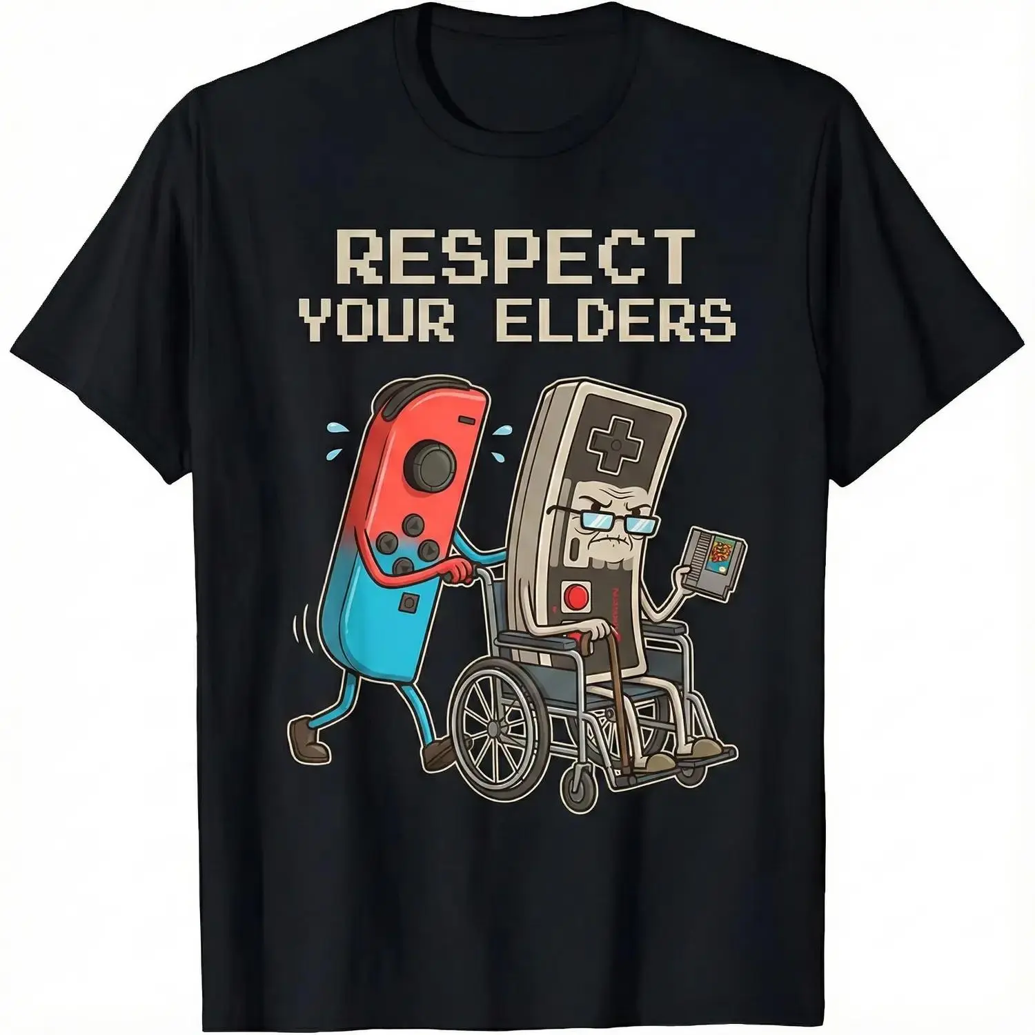 Men's Casual Short-Sleeve Round Neck Retro Gamer Graphic T-Shirt - Soft Cotton Streetwear Menswear, Vintage Console Old School Gaming Lover Gift