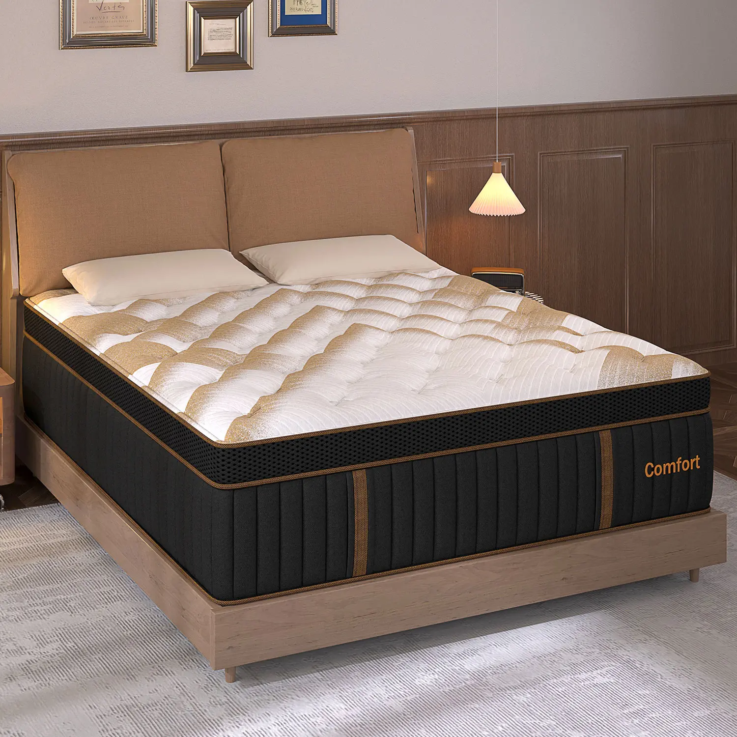 Luxury Gel Memory Foam Hybrid  Pocket Spring Mattress In A Box Medium Firm Twin Full Queen King  12" 14" For Motion Isolation Edge Support