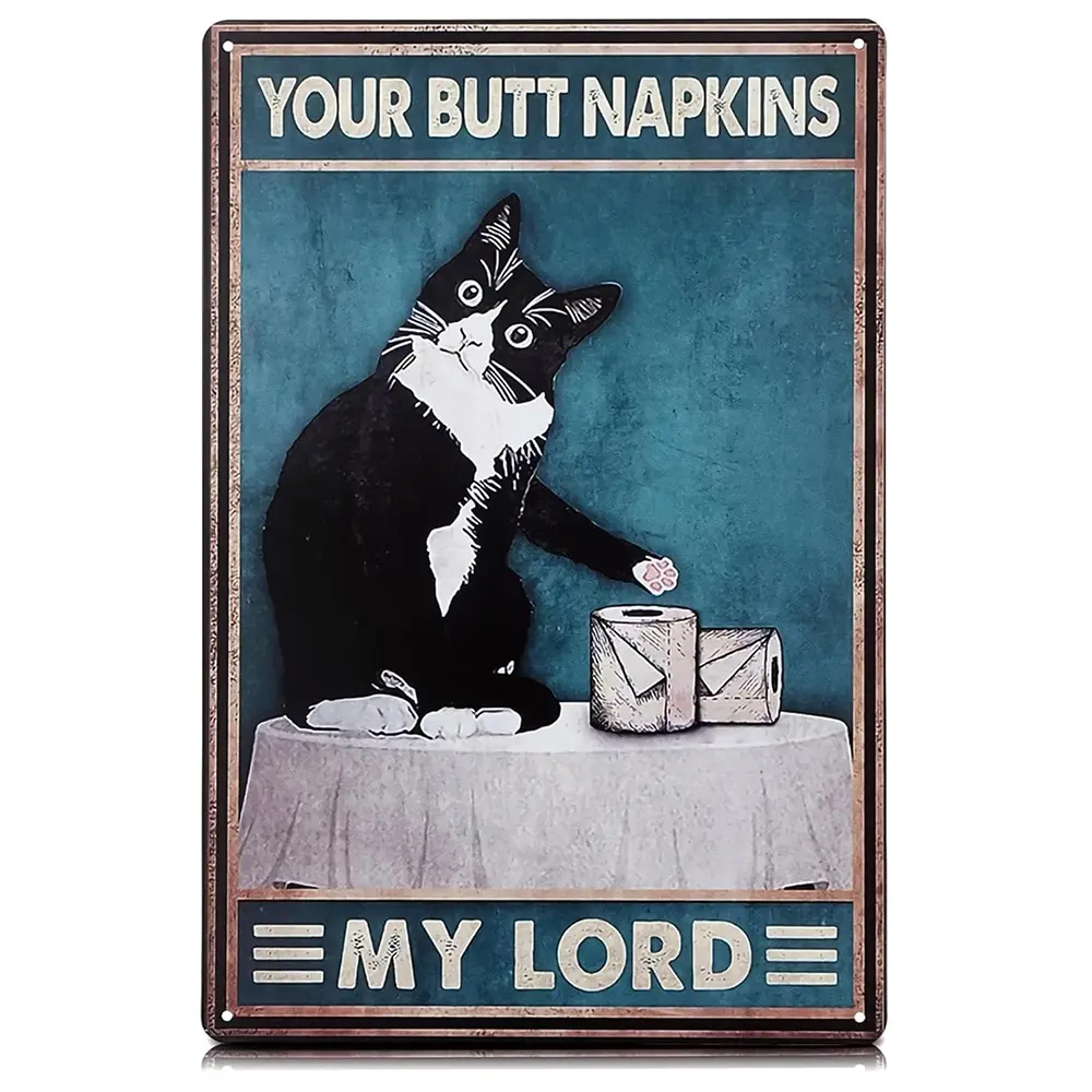 8 x 12 Inches Funny Black Cat Metal Sign "Are You Pooping?" Vintage Bathroom Decor Gothic Home Decor for Apartments or Houses Aluminum Wall Art,Funny Bathroom Wall Art, Cat Lover Birthday Gift, Gothic Restroom Decor, Christmas White Elephant Gift