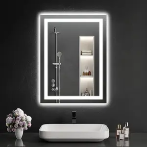 Koonmi LED Bathroom Mirror with Backlit & Front Lit Lights, 3 Color Temperatures, Anti-Fog, Dimmable Brightness, Memory Function, Tempered Glass, Easy Install, Valentine's Day Gifts
