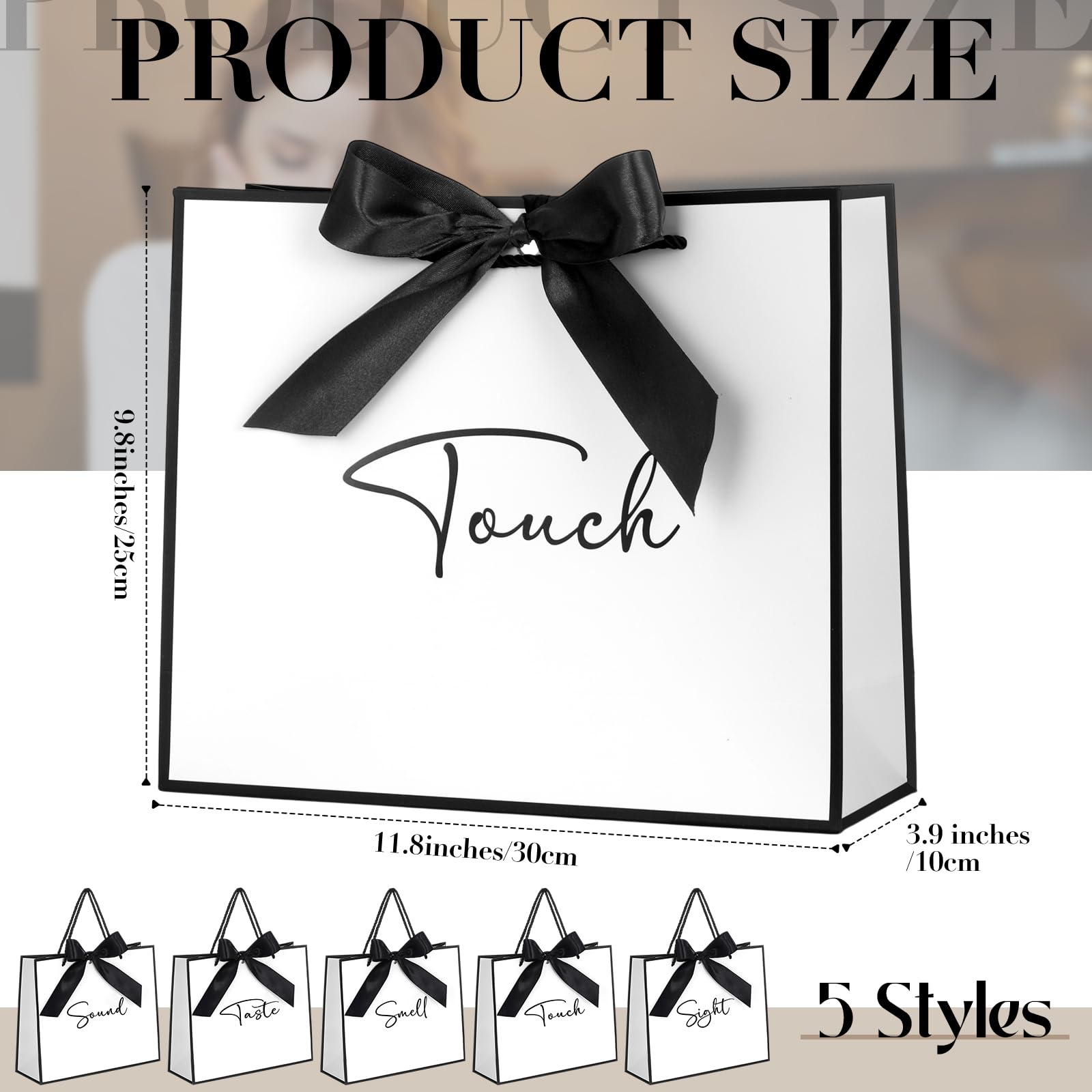 Valentines 5 senses Gift Bags for Her Sight Smell Touch Taste Sound Goodie Bags with Handles Tissue Paper,Birthday Party Gift Idea,Present Wrappings for Girlfriend Couple,Galentine's Day Mother's Day Birthday Wedding Party Gift,Valentine Gift Exchange