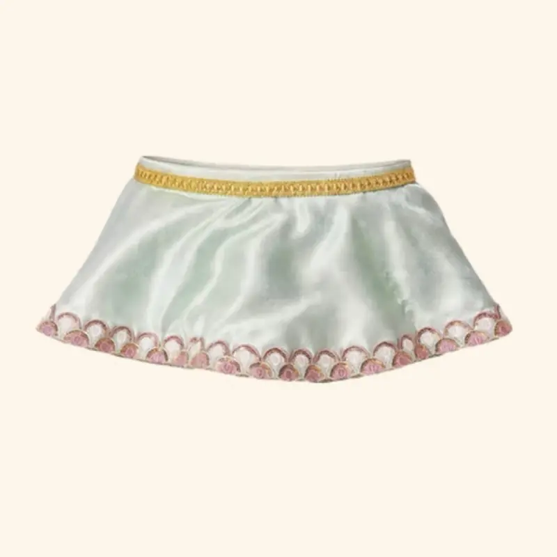 Gilded Age Peplum Belt in Mint-Green Satin with Gold Embroidered Trim & Scallop Details for Special Occasions