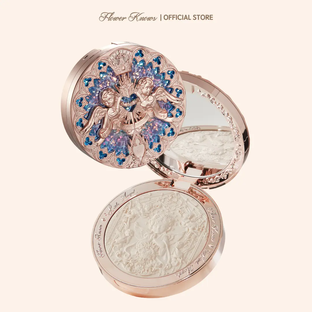 Flower Knows Little Angel Collection Embossed Highlighter, Pearl, Silicone, Radiant, Silky, Long-Lasting, Dewy Glow, Touch-Up Beauty Product with Lifelike Angel Reliefs, #tiktokshopbacktoschool, #sohochic