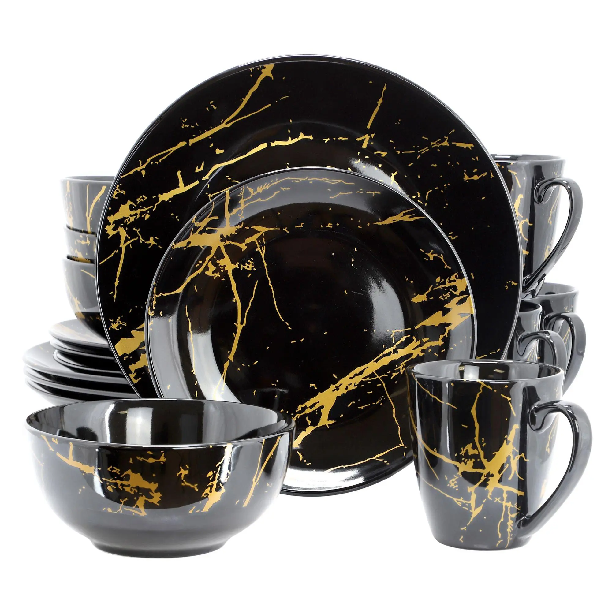 Elama Fine Marble 16 Piece Porcelain DinnerwareSet