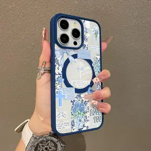 Adorable Magnetic Case Suitable for IPhone11/12/13/14/15/16/17/promax Christian Collage in Blue MagSafe Compatible, Lightweight, Anti-Fall |   Girly & Chic Style