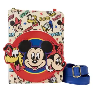 Loungefly Disney Mickey & Friends Classic All-Over Print Refillable Stationery Zip Around Crossbody Journal