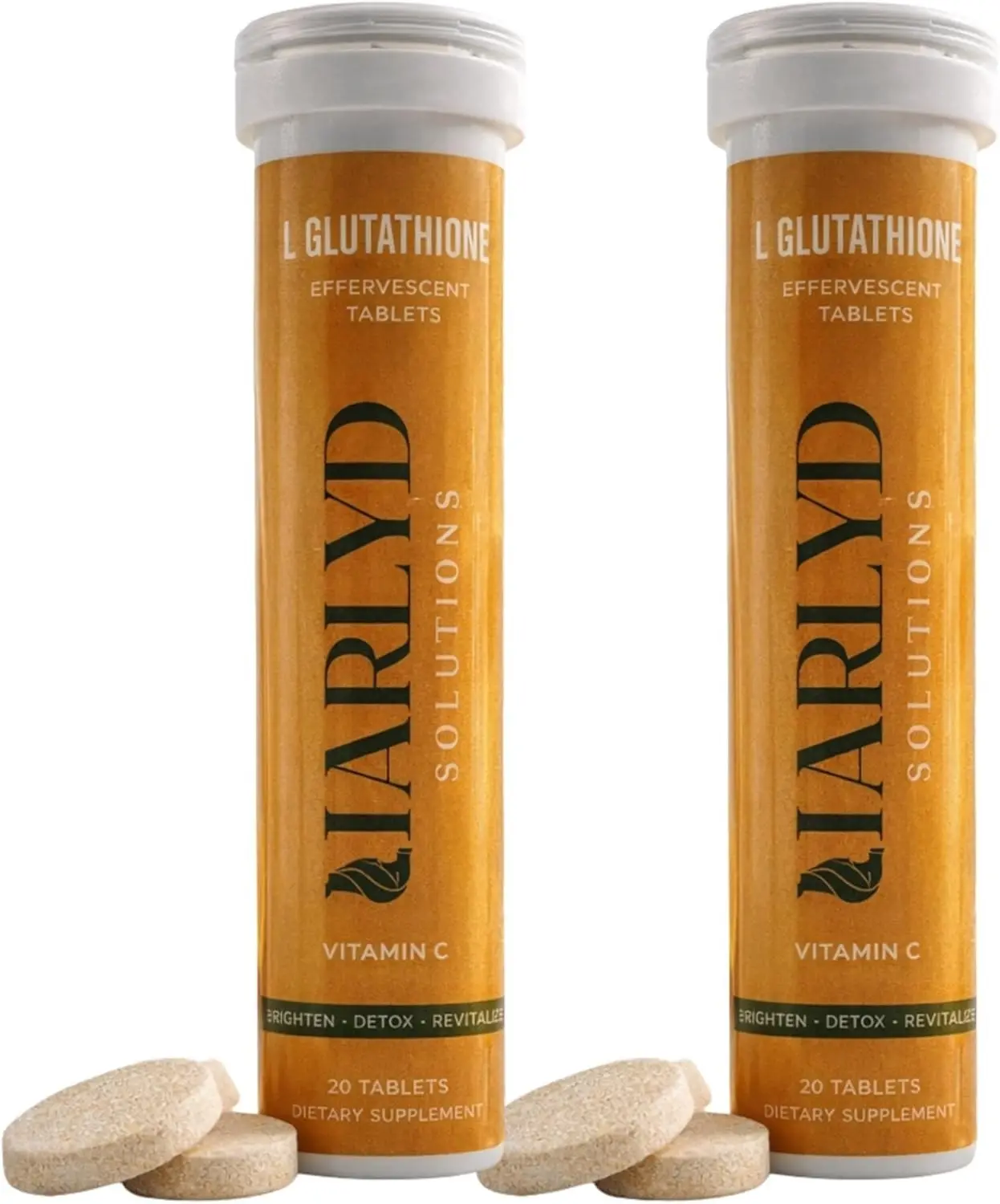 HARLYD SOLUTIONS L-Glutathione Effervescent Tablets with Vitamin C - Antioxidants Supplement for Clear, Glowing Skin, Vitamins Wellness Formula for Beauty & Skin Care Orange Flavor 20 Tablets