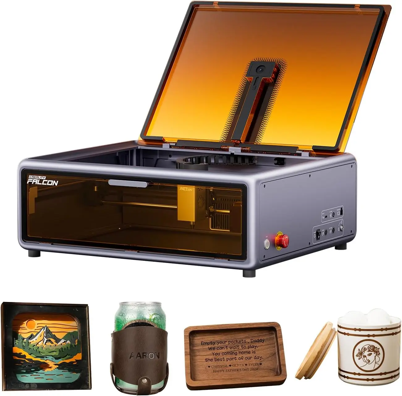 Creality Falcon A1 10W Diode Laser Engraver and Cutter - 80W Powerful Output, Fully Enclosed, 600mm/s Speed, HD Camera Auto Positioning, Pre-Assembled, Smart Material Recognition, Class 1 Safety, Ideal for Wood & Metal, Laser Printers Compatible