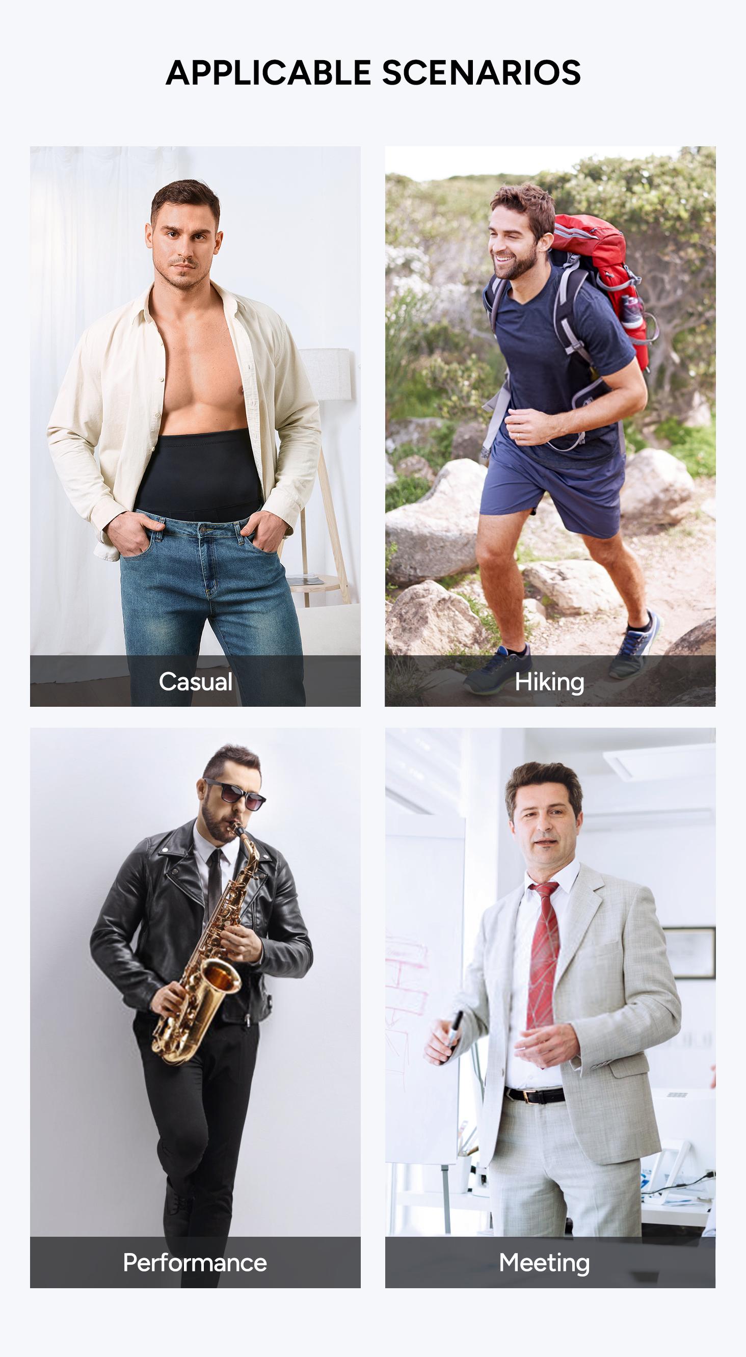 Nebility  Men's High Waist Shapewear Boxer Briefs -  Seamless Tummy Control  Waistband Slimming Underwear Fitness Plain Beige SpringStatements