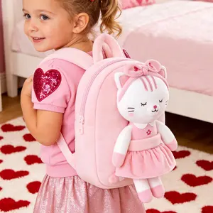 Gloveleya Soft Plush Doll Backpack - 2-in-1 Animal Snuggle Bag for Toddler Girls Age 2-4, Perfect Valentine's Day & Birthday Gift for Little Princesses