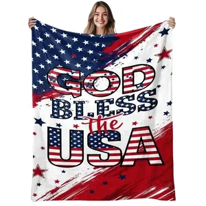 God Bless the USA Cooling Blanket, Patriotic Bedding for Home Decor