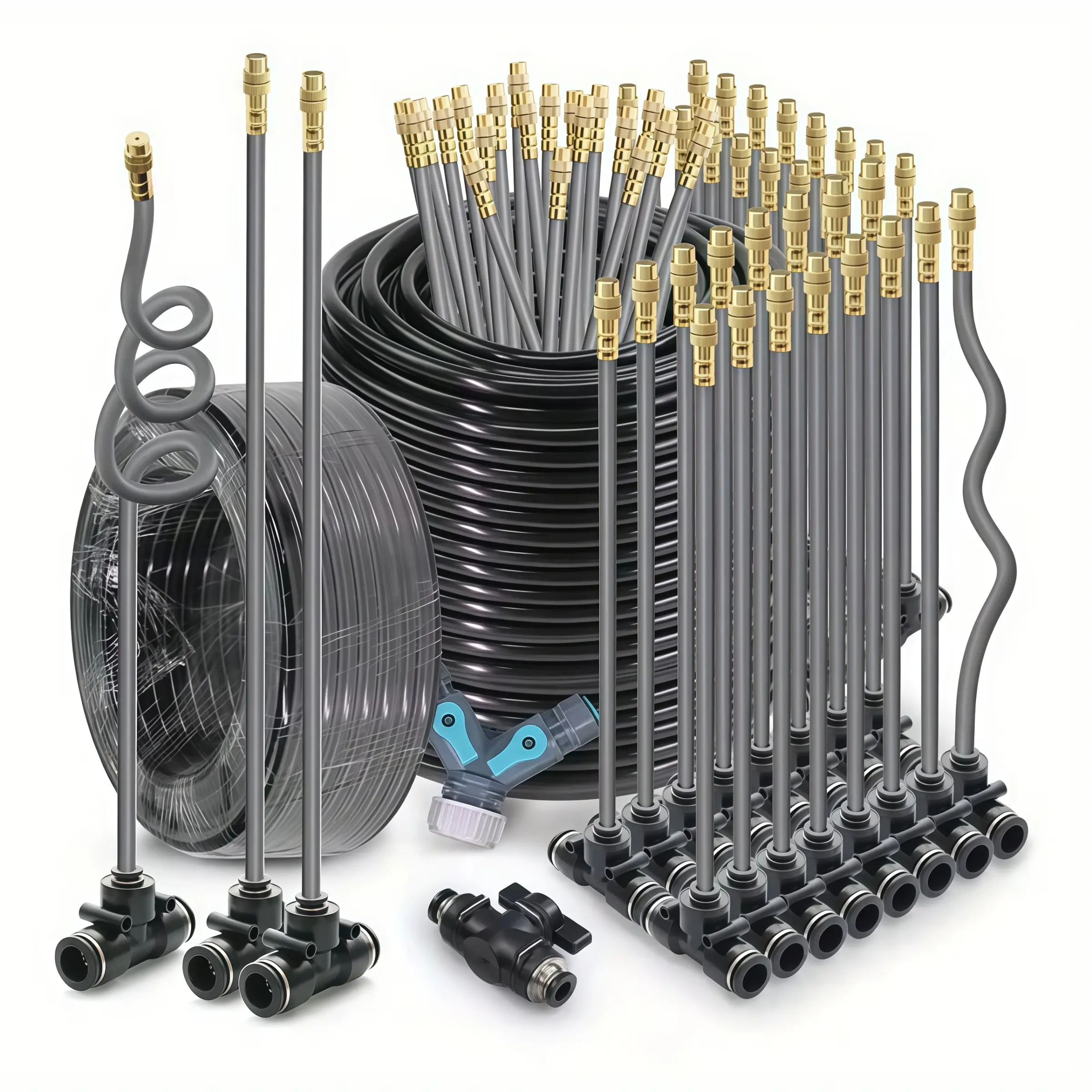 360 Flexible Misting Cooling System for Garden Irrigation, Garden Hose, Adjustable Watering System, Garden Watering Sprinkler, Garden Water Sprinklers, Suitable for Distances 5 to 30 Meters, Featuring 1/4" Diameter And 4/6Mm Sprayer