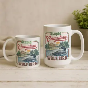Funny Canadian Loon Bird Mug | Retro Humor Coffee Cup | Hockey Rivalry Fan Gift