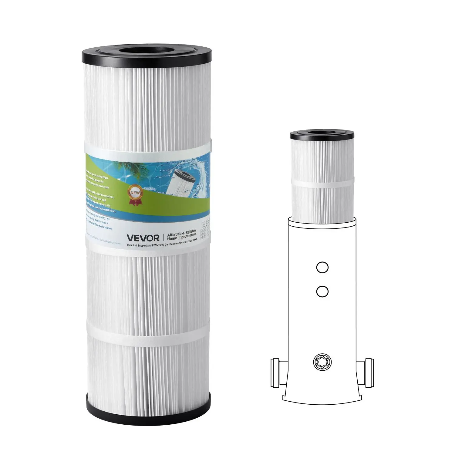 【SummerFinds】VEVOR Pool Filter Cartridge, 50 Sq. Ft Spa Hot Tub Filter Cartridge Replacement, Compatible with Hayward C500, CX500-RE, Pleatco, Secure for Kids & Pet, Trilobal Pleated, Easy to Clean, Enhances System Backpressure Stability, Efficient Pump O