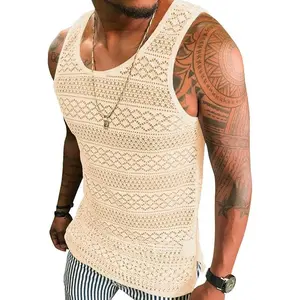 Runcati Mens See Through Vest Crewneck Sleeveless Tank Tops Muscle Sexy Mesh Shirts