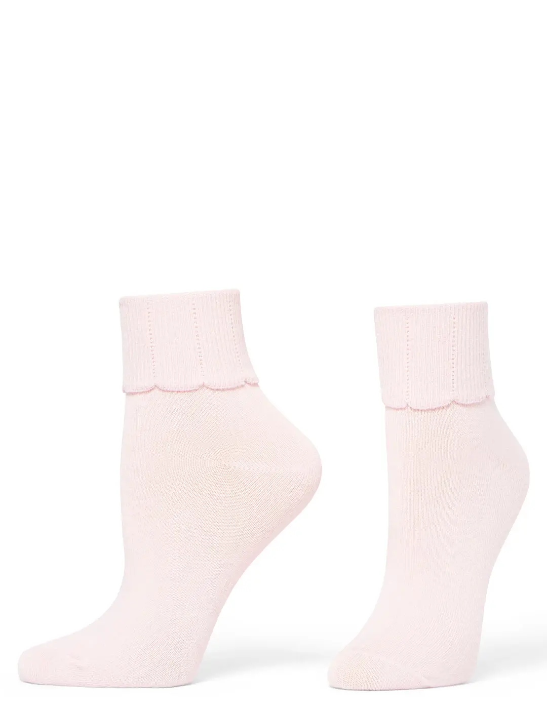 Women's Comfortable Minimalist Scalloped Tulip Border Ankle Socks - Convertible Turncuff Fold Design, Soft 77% Viscose Blend with Spandex Yarn, Reinforced Toe, Dual Length, Casual Socks, O/S, Cold Wash, Ankle-Forward Statement, Do Not Iron, Single Pair