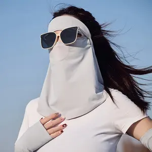 Summer Sunscreen Nylon Ice Silk Cooling Full Face Forehead Mask UV Protection Neck Guard for Men and Women