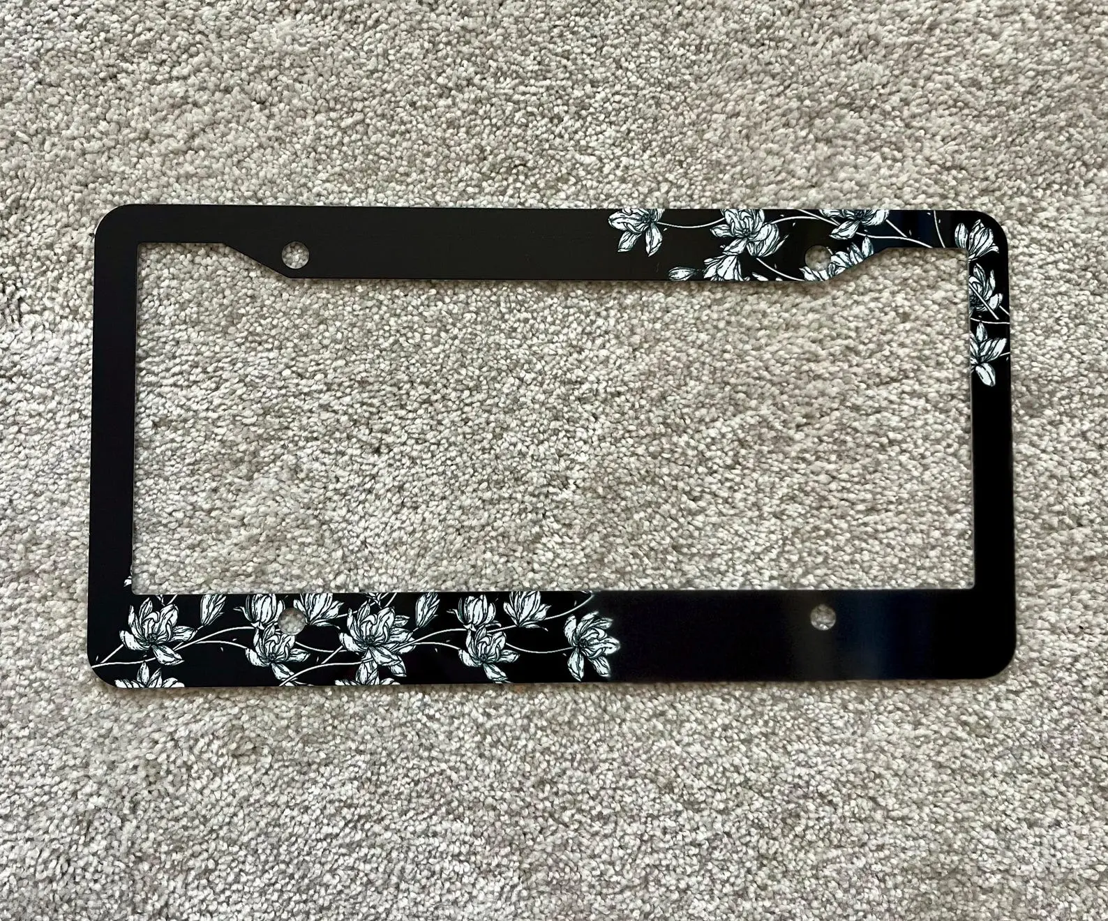 black and white flower license plate frame cute flower black license plate frame with flowers cute license plate magnolia