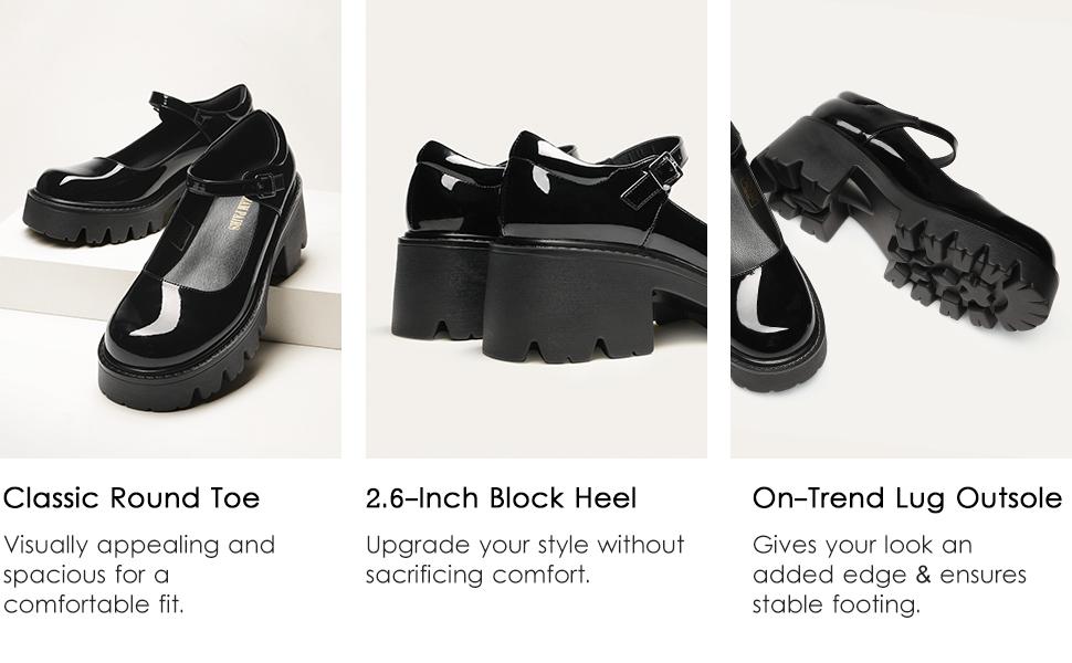 Dream Pairs Women's Mary Janes Shoes Platform Dress Low Heel Chunky Pumps Round Toe Ankle Strap Pumps Shoes  '90s retro Oxfords