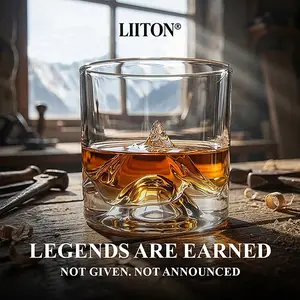 LITTON Grand Canyon Heavy Crystal Whiskey Glasses Set of 1,2&4 , Premium 10oz Thick Freezable Bourbon Glass Tumblers, Stylish Whisky Gift for Men, Scotch & Cocktail Drinkware