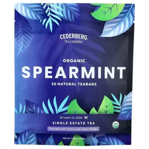Cederberg Tea Co Single Estate Tea, Organic Spearmint, Caffeine Free, 30 Natural Teabags, 1.48 oz (42 g)