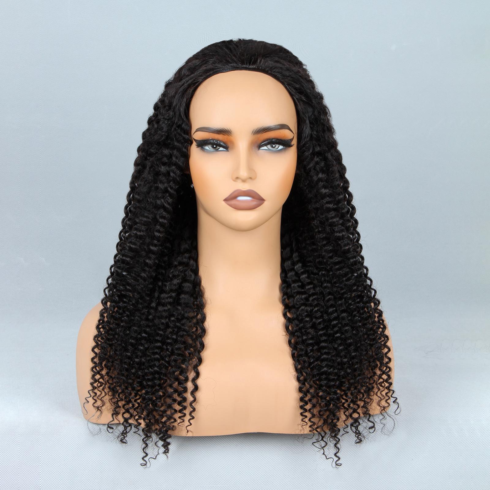 Half Wig Human Hair Glueless Wigs Upgrade 3 IN 1 Half Wig With Drawstring Seamless Clip Ins Flip Over Kinky Curly Half Wig Human Hair 200% Density Wear Go Glueless Wigs 100% Human Hair Wig Beginner Friendly For Women