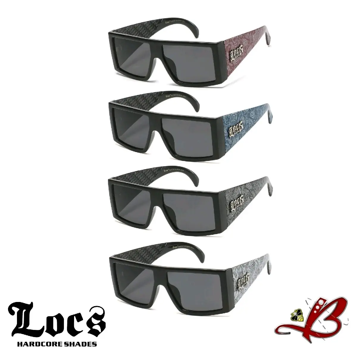 Locs Boss Hardcore Shades OG Flat Top Square Lens Wide Arm Bandana Gangster Style Sunglasses tiktok shop