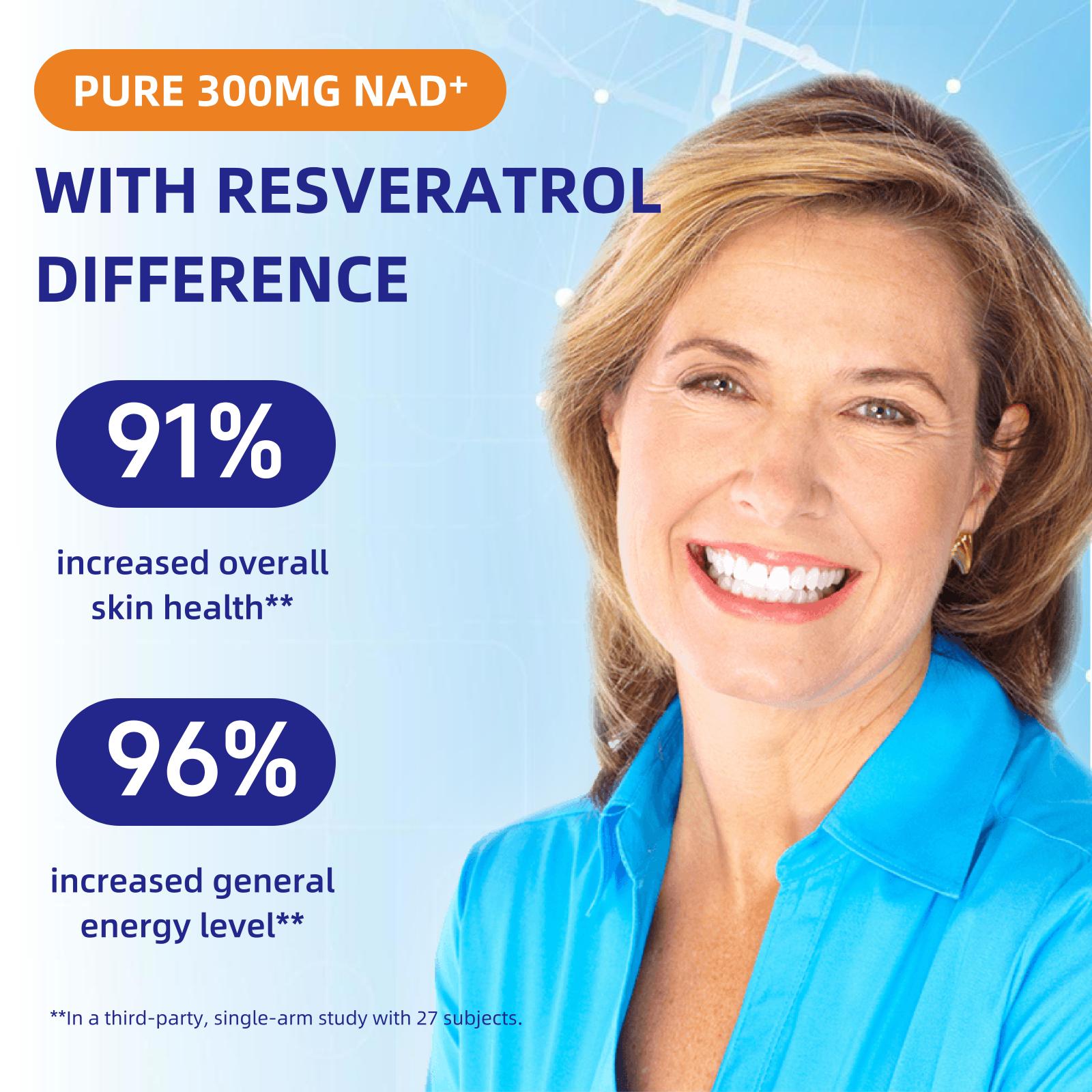 HIILEATHY NAD+ Pro Max - Pure 300mg NAD+ CoQ10 & Resveratrol Supplement with Black Pepper Extract for Energy Focus Heart Health Anti-Aging 60 Veggie Capsules Made in USA - Healthcare