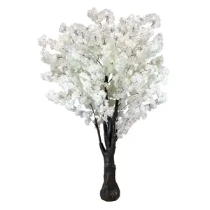 6.5FT White Artificial Cherry Blossom Tree – Faux Cherry Blossom Tree for Home, Office, Wedding Decor, Realistic White Blossom Tree for Living Room, Indoor & Outdoor Decoration (2m, White)