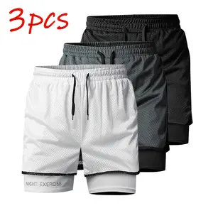 3-Pack Quick-Dry Breathable Moisture-Wicking Mesh Basketball Training Pants Men's Lightning Print Shorts