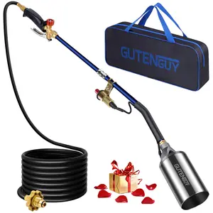 Portable Propane Torch Burner Weed Torch with Storage Bag, Blow Torch with 10FT Hose, Weeder with Igniter for Garden Roofing Road Charcoal