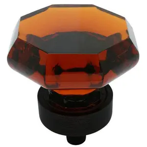 Cosmas 5268ORB-A Oil Rubbed Bronze & Amber Glass Cabinet Knob
