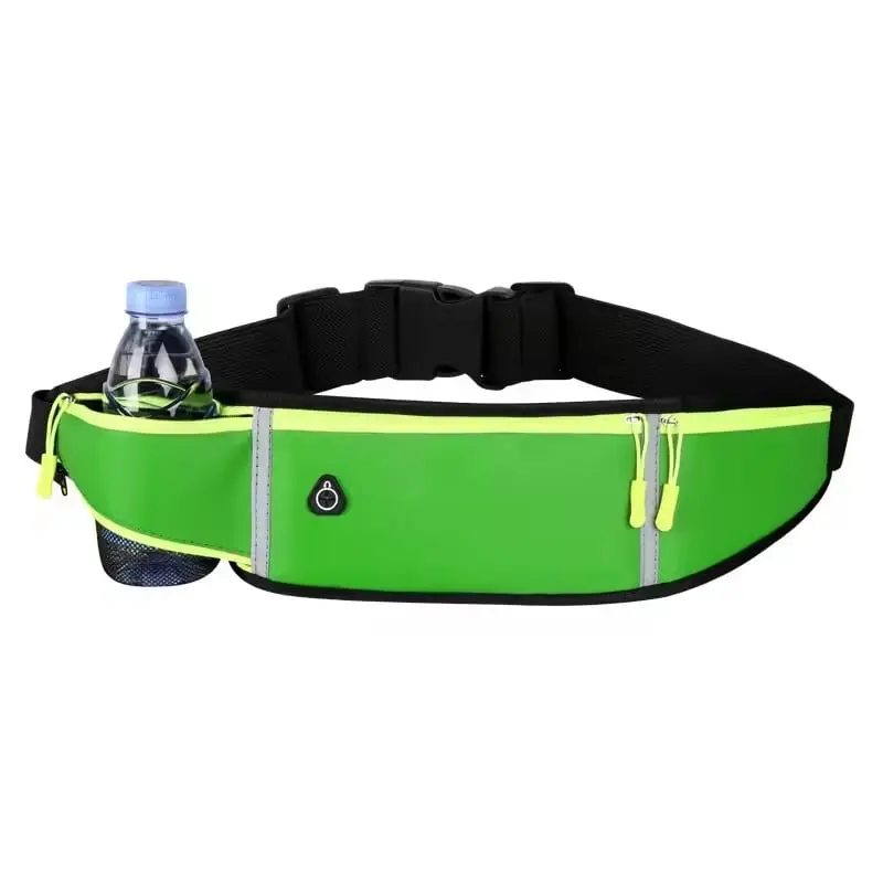Fabric+Nylon Outdoor Running Waist Pack - Ultrathin, Breathable, Lightweight, Reflective Safety Design for Men & Women, 3 Separate Pockets, Smart Storage with Headset Port, Convenient Water Slot, Approx. 155g/5.47oz for Running, Cycling
