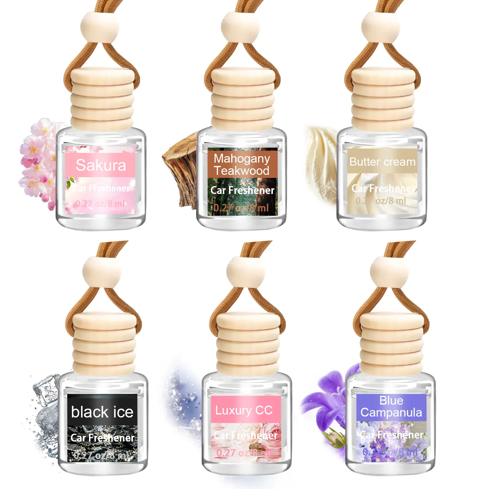 6 Pack Air Freshener Diffuser, Hanging Air Fragrance Essential Oil Diffuser, Car Scents Accessories Cute Car Interior Decor, Scented Car Air Freshener - Long Lasting Car Diffuser,Romantic Valentines Day Gift for Her