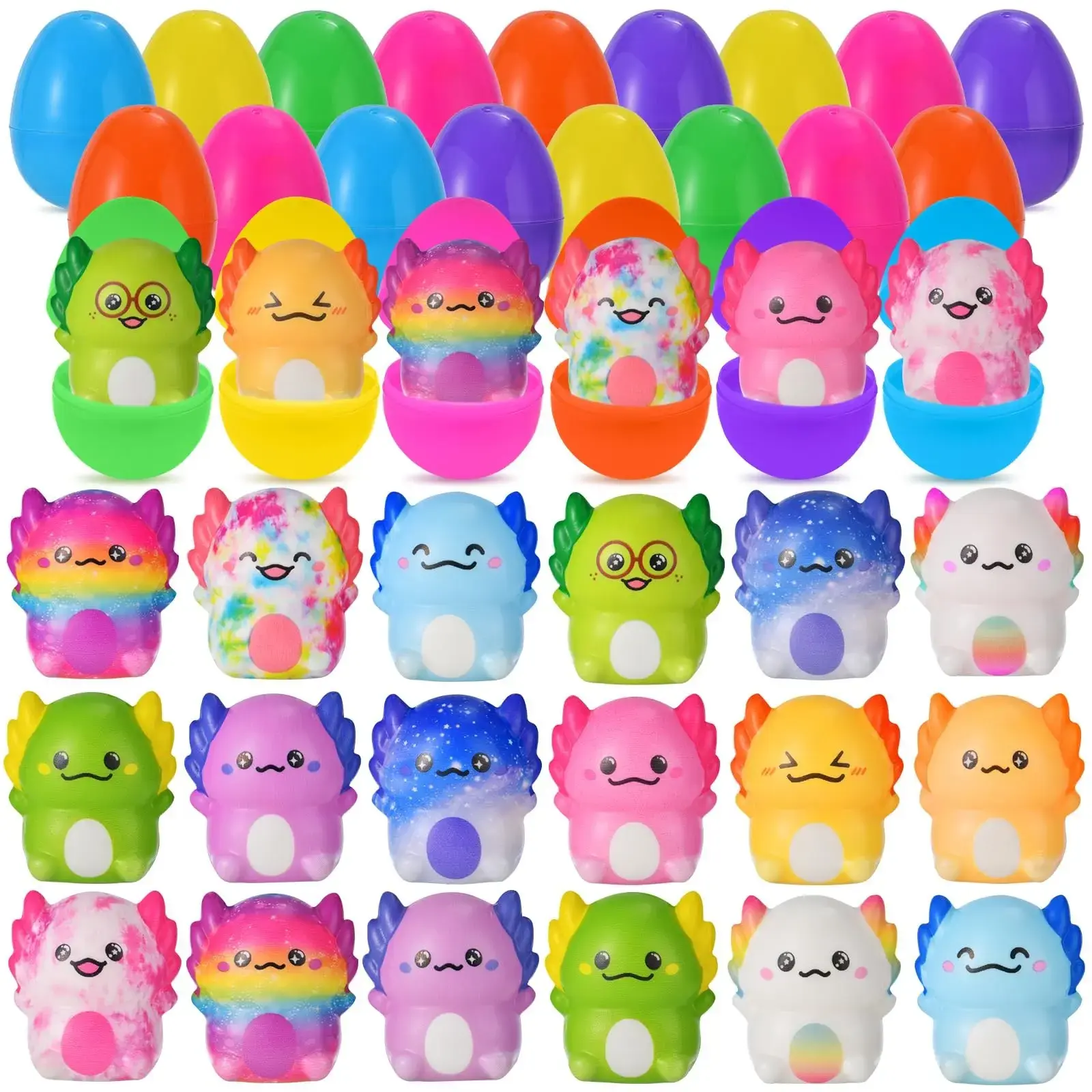 24-pack pre-filled soft and cute Easter eggs - fun egg hunt stuffing, children's Easter basket stuffing, adorable party gifts for boys and girls