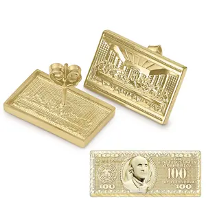 The Last Supper Earrings 100 Dollar Bill Earrings 14k Gold Plated