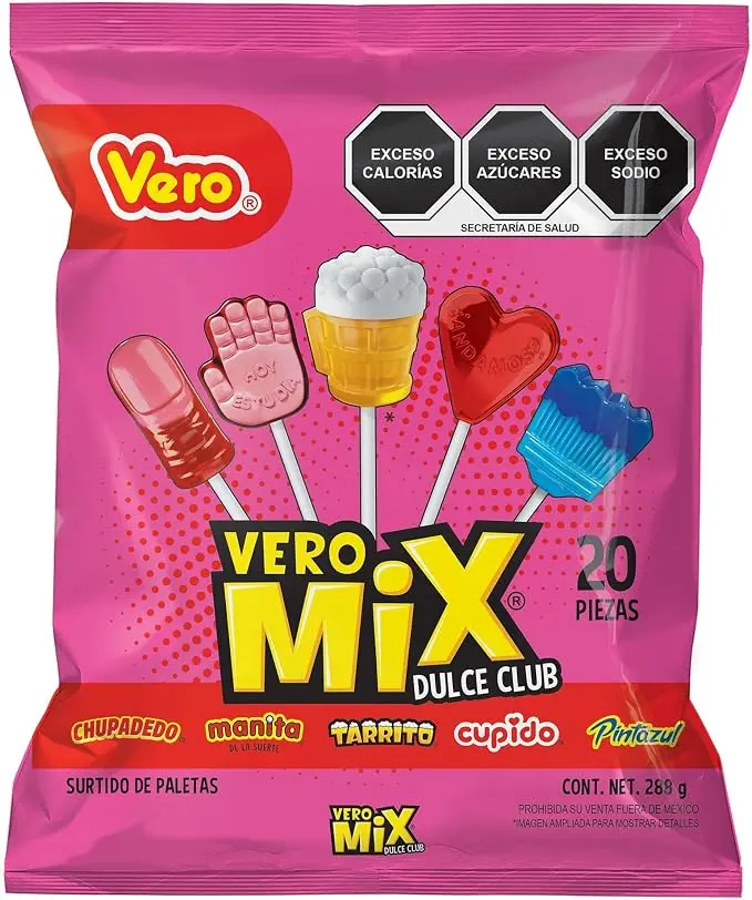 Vero Mix DULCE Club Non Spicy Mix Candy Sweet Lollipops Bag with 20 Pieces