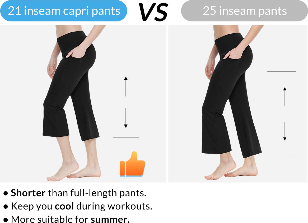 Baleaf Women's 21in Comfortable Basic Yoga Capri Bottoms - Casual Fitted Trousers, Bootcut Cotton Leggings with Pockets, Fit for Summer Lounge & Work Use