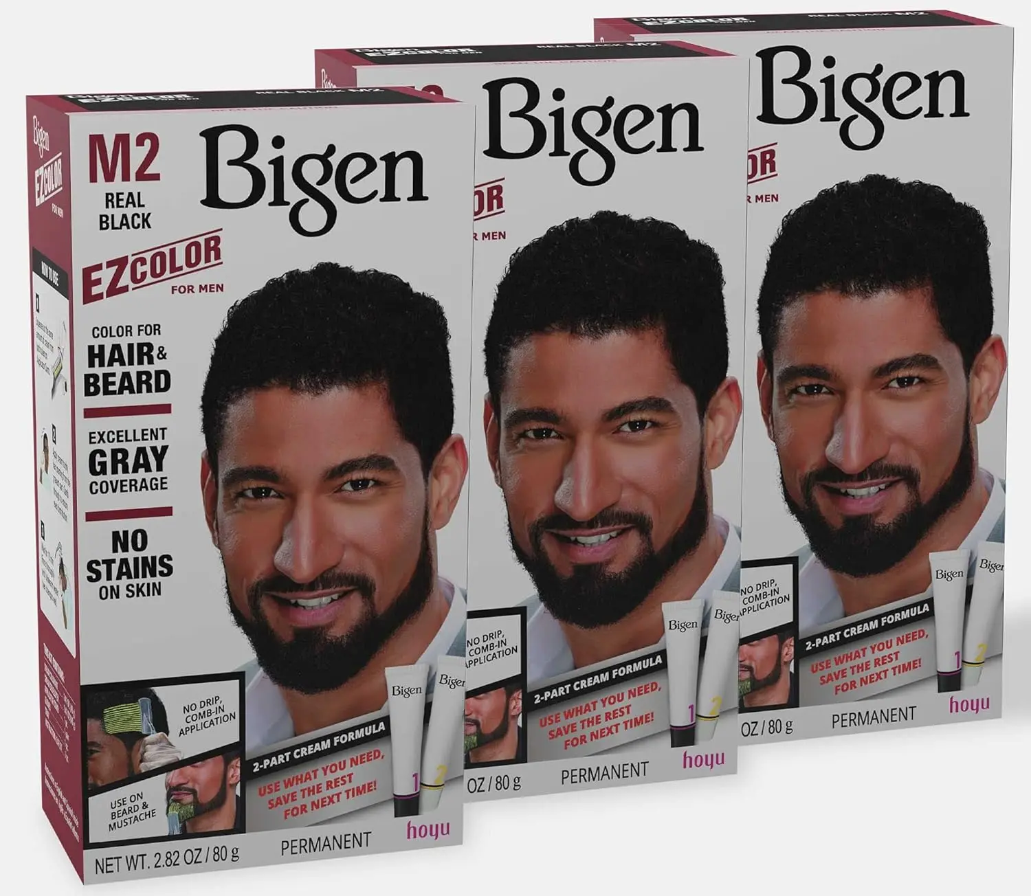 M2 Bigen EZ Color for Men - Real Black - (Pack of 3) Olive Oil