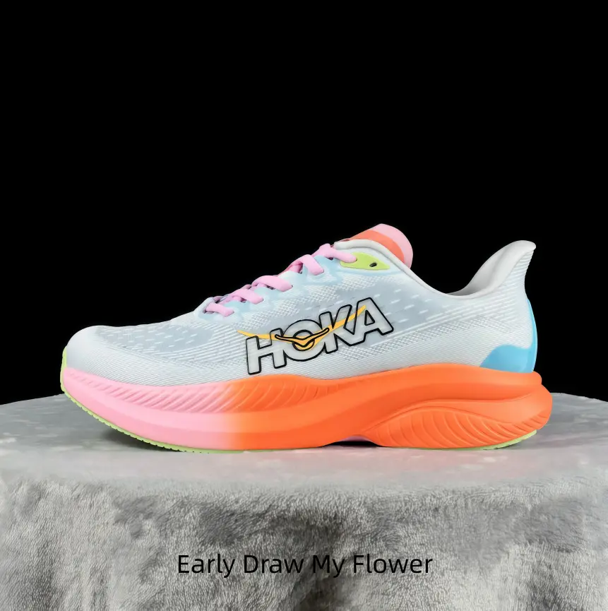 Pale translucent mesh running shoes with pink-orange gradient midsole bring sweet lively tones to match casual outfits for spring outdoor street photography