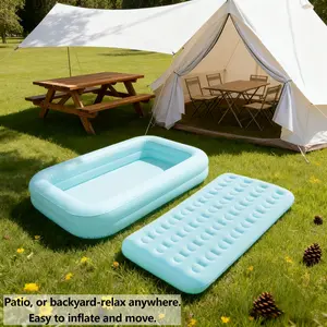 Quick Inflatable Mattress with Removable Cover – Thick Foldable Indoor/Outdoor Bed, Suitable for Camping, Guest Rooms, and Temporary Sleeping. Blue Starry Sky Design, Easy Setup and Portable Air Mattress