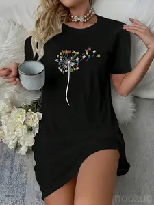 Dandelion Books Flower Reading Teacher Librarian Bookworm Casual Dress